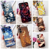 Moto G84 5G Case XT2347 Aesthetic Cute Cat Fashion Flowers Painted Back Cover Motorola G84 Moto G84 