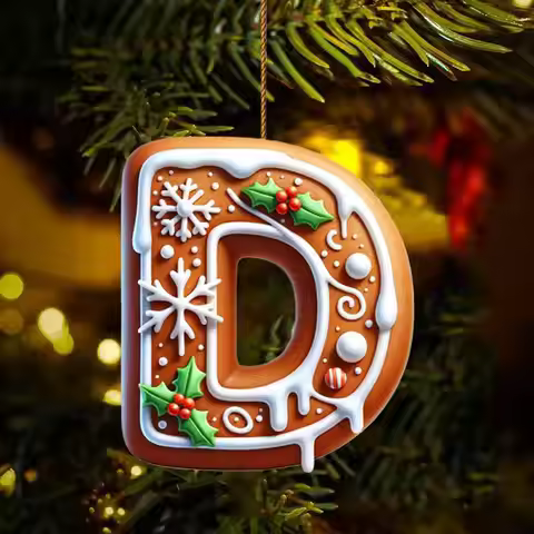 26 Letter Acrylic 2D Flat Christmas Tree Hanging Pendent Keychain Ornament Letter Holiday Decor Chri