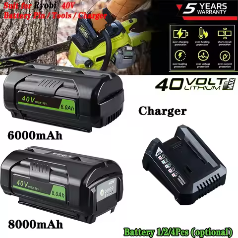 1/2/4Pcs 6.0/8.0Ah OP4040 Replace for Ryobi 40V OP40301 OP4050A OP40501 OP40601 Tools Battery Pin an
