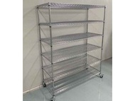貨架帶輪移動鍍鉻不鏽鋼置物架多層線網倉庫儲物架工廠車間物料架