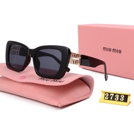 แว่นกันแดดผู้หญิงทรงเหลี่ยม2024แว่นกันแดดขับรถ2733 Miu Miu Miu MM สีเจลลี่ UV400ตาแมว