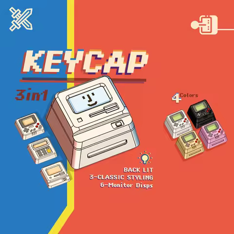 K-04 Keyboard Keycaps 3In1 For Mechanical Classic Retro Cute Transparent Key Cap Suit Cute Button Pe