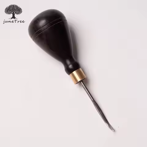 Junetree Stitching Curved Awl DIY Wood Handle Drillable Awl Round Solid Tool Wooden Handle Shoe Awl 