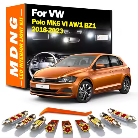 MDNG 10Pcs LED Interior Map Dome Luggage Light Kit For VW Volkswagen Polo MK6 VI AW1 BZ1 2018 2019 2