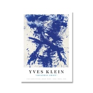 ภาพพิมพ์ผ้าใบลายเส้นดอกไม้สีฟ้าแบบนามธรรม - ตกแต่งผนังห้องนอนและห้องนั่งเล่นสมัยใหม่ เหมาะสำหรับการอ