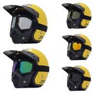 Jpn Retro Helmet Matte Yellow set Google mask Long Hat