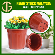 【2024 SALE】25cm Brown Red Round Decagon Plastic Pot / Pasu Bunga Plastik Dekagon Bulat Merah Bata E形砖红色脚盆高脚塑