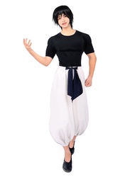 Men's US Size Toji Cosplay Costume Anime Outfits Black Stretchy Top Baggy Pants