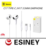 Baseus Encok H17 3.5mm /C17 Type-C Wired In-Ear Lateral Earphone Earpiece Headset Headphone Volume C