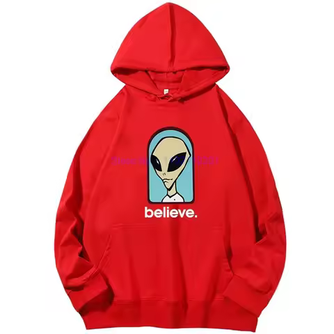 Men's Funny Alien Graphic Hoodie Cotton Spring Autumn Essential Workshop Believe Speed Way Hooded Sw