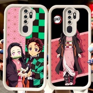 H109 Tanjiro X Nezuko White Casing for OPPO Reno 2Z A83 A5 A9 A37 F11 2F A39 2020 Pro