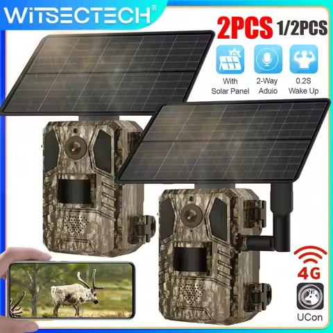 1/2PCS UCon 4G Cellular Trail Camera 2K Solar Hunting Camera Wildlife Security Camera Motion Activat