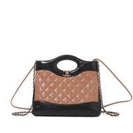 Chanel Black and Dark Beige Quilted Lambskin Chanel 31 Mini Shopping Bag Pale Gold Hardware