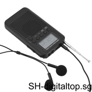 LCD Digital FM/AM Radio Speaker Clock Time Display 3 5mm Headphone Portable Radio