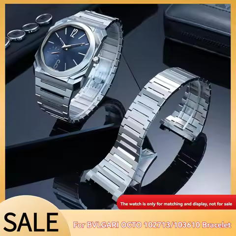 For BVLGARI OCTO Series103431 102713 101964 Special Notch Stainless Steel Watch Strap Metal Bracelet