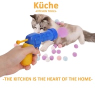 KUCHE Mainan Haiwan Cat Toy Plush Ball Launcher Hairball Shooter Teasing Gun Pet Entertainment Fun I