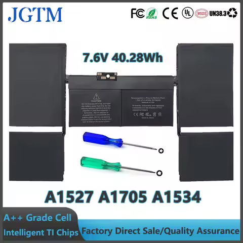 Replacement A1527 A1705 A1534 Notebook Battery for Macbook 12 Inch A1534 2017 2016 2015 Emc 2746 7.6