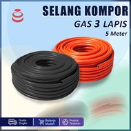 SELANG KOMPOR GAS LPG 3 LAPIS 5 METER 1 ROL STANDAR SNI ANTI GIGITAN TIKUS TEBAL KUAT COD