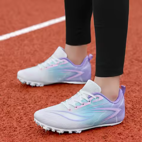 Pink 7 Nail Sprint Shoes Women Professional Racing Track Spike Shoes Woman Speed Athletics Sneakers 