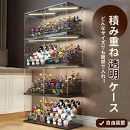 高品質LED燈展示盒，適用於人偶、收藏盒、透明展示盒、可堆疊展示盒、附門展示盒、需組裝、透明壓克力盒、收藏盒、壓克力盒