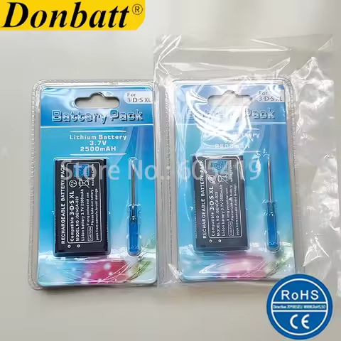 10pcs Per Lot 3DS XL 3.7V 2500mAh Rechargeable Lithium Battery for 3DS XL Game Console Battery (also