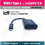 IDT USB3.1 Type-c to HDMI2.0 Adapter for Smartphone Support 4Kx2K@60Hz (UTC31-HM20)
