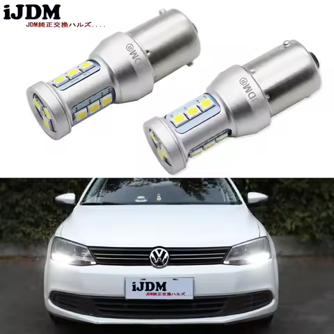 iJDM CANbus Error Free 1200 Lumens HID White 1156 7506 S25 LED Bulbs for Volkswagen MK6 Jetta Daytim