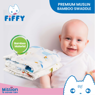 FIFFY Premium Super Soft Muslin Bamboo Swaddle (2pcs) Random Design Super Soft Bamboo Swaddle /Musli