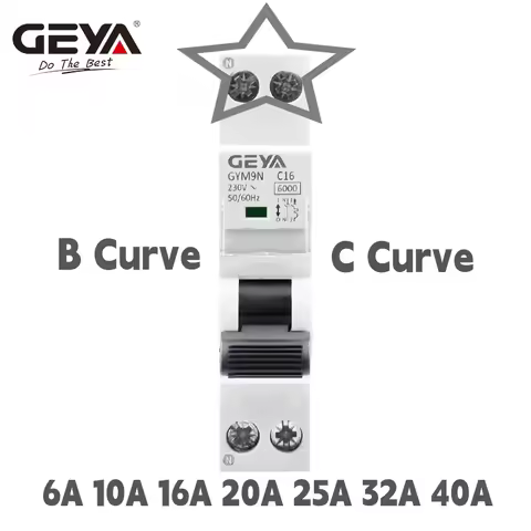 GEYA GYM9N DPN Mini Circuit Breaker MCB 1P+N MCB 10A 16A 220V AC Circuit Breaker 6KA C Curve B Curve