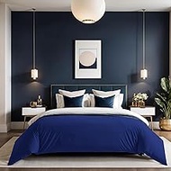 Premium Ranforce Single Quilt Cover, Dark Blue, 135 x 200 cm, 100% Cotton, 155 Thread Count, Button 