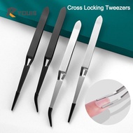 YOUIS Cross Locking Tweezers, Silicone Tools Craft Tweezers, Accessories Universal Stainless Steel Industrial Tweezers