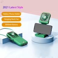 Handheld Small Fan Usb Portable Rechargeable Silent Desk Fan Mobile Phone Holder Hanging Neck Fan US