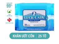 Khăn ướt Luck Lady được làm từ vải không dệt cao cấp mềm mại không xơ an toàn vàthích hợp cho da nhạ