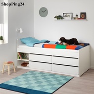 เตียงนอน เตียงเดี่ยว Bed single bed Bed frame โครงเตียงมีที่เก็บของ+ระแนง SLAKITA สลาคิตา สีขาว 200X