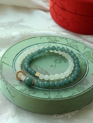 6mm瓜地馬拉  天然原礦A貨糯種藍水翡翠 和田白玉 設計多圈手串