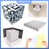 3Pcs 3D Optical Corners Wall Art Illusion Corner Decal Geometric Cube Wall Art Stereoscopic Cube Sti
