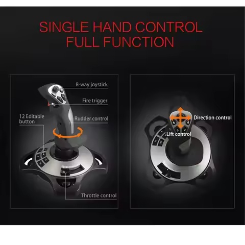 Flight Stick Flight Simulator Joystick Controller USB Wired Flight Stick with Vibration and Throttle