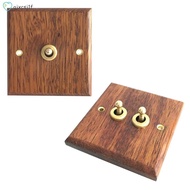 2 Pcs 86 Type Solid Wood Panel Switch Wall Light Wood Grain Electrical Switch Socket 1 Switch &amp; 2 Switch