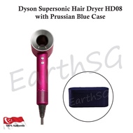 Dyson Supersonic Hair Dryer HD08 (Fuchsia/Nickel) with Prussian Blue Case