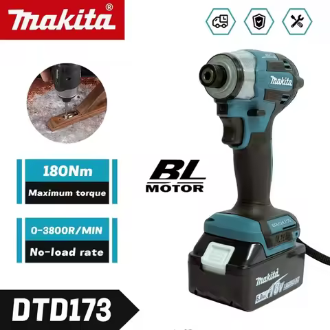 Makita DTD173 Brushless Electric Screwdriver Auto Repair Impact Screwdriver Batch 220N.m Electric Dr