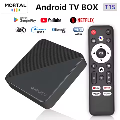 Mortal T1S TV Box Android 14.0 OS 2GB 16GB WIFI6 BT5.0 4K Media Player TV Box Google Play Store Supe