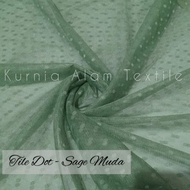 Kain Tile Tulle DOT bahan Tile Bintik SAGE GREEN Halus Lembut Meteran dan 0.5 Meter untuk Rok Dress