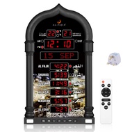 Al Fajia LED Azan Clock With Speaker Upgraded 4008PRO Muslim Pray Wall Clock  Auto-adjust Brightness Multi-languages Words Display 8 Azan sounds
