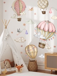 2入組卡通熱氣球&amp;雲&amp;星圖案家居裝飾牆貼