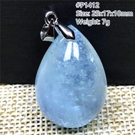Natural Blue Aquamarine Necklace Pendant For Woman Lady Man Love Gift Crystal Silver Clear Gemstone