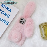 สำหรับ Samsung A12 A22 A32 A42 A52 A52s A72 5G 4G น่ารัก Furry Case Super Soft Warm Furry กระต่ายกระต่ายกระต่ายกระต่ายกระต่ายกระต่ายกระต่ายกระต่ายกระต่ายหูของเล่นกลับกรณีFaux Fur Plush Fluffy ป้องกันฝาครอบแบบยืดหยุ่น