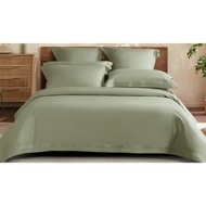 Mocof 5-In-1 Luxury Tencel Olive Green Ivory Line Bedsheet - Queen / King / Super King 1600TC