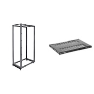 StarTech.com 42U Open Frame Server Rack, Black & 1U Adjustable Vented Server Rack Mount Shelf - 250l