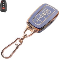 Compatible with Toyota Key Fob Cover with Keychain - Black Soft TPU Key fob Case for Highlander Coro