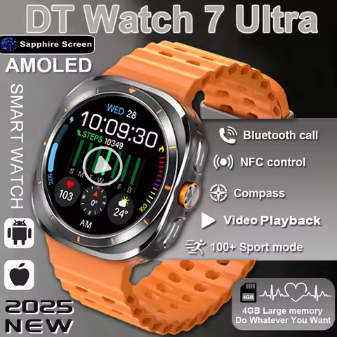 2025 New DT Watch 7 Ultra Smart Watch Men 32GB Memory Video GPS NFC 47mm AMOLED Fitness Sports Track